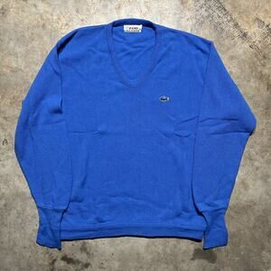 Vintage 70s Izod Lacoste Blue Acrylic Round Neck Sweater